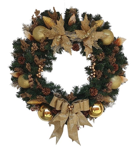[REF222-30] Decorated Wreath Poinsettia Bow, 30"