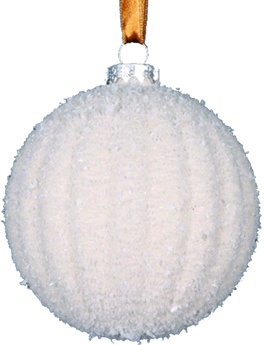 [GT103-10] Snow Ribbed Bauble, 10cm