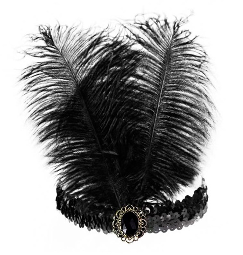 [JB004-BK] Feather Headdress Plume Fan